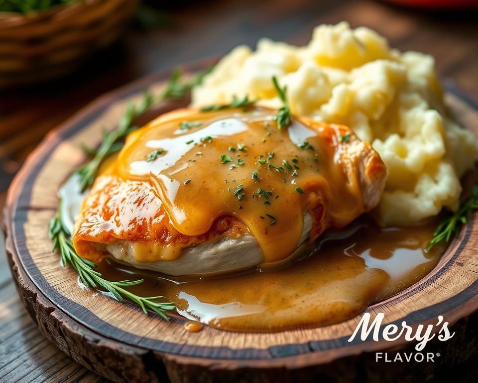 Mery Chef's delectable Chicken and Gravy. This recipe showcases tender, juicy chicken smothered in a rich, flavorful gravy.